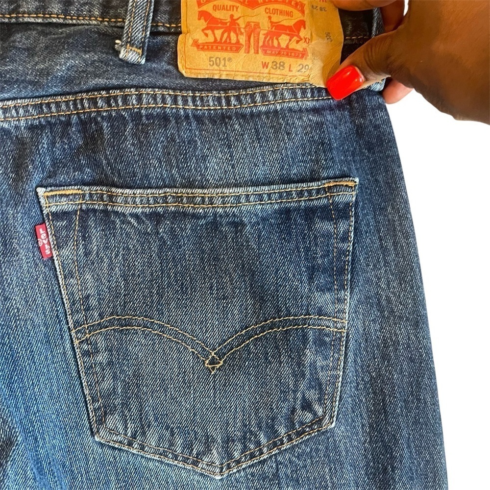 Vintage Levis 501s Straight Leg High Waisted Jeans with Button Fly 38W 29L - Picture 9 of 13